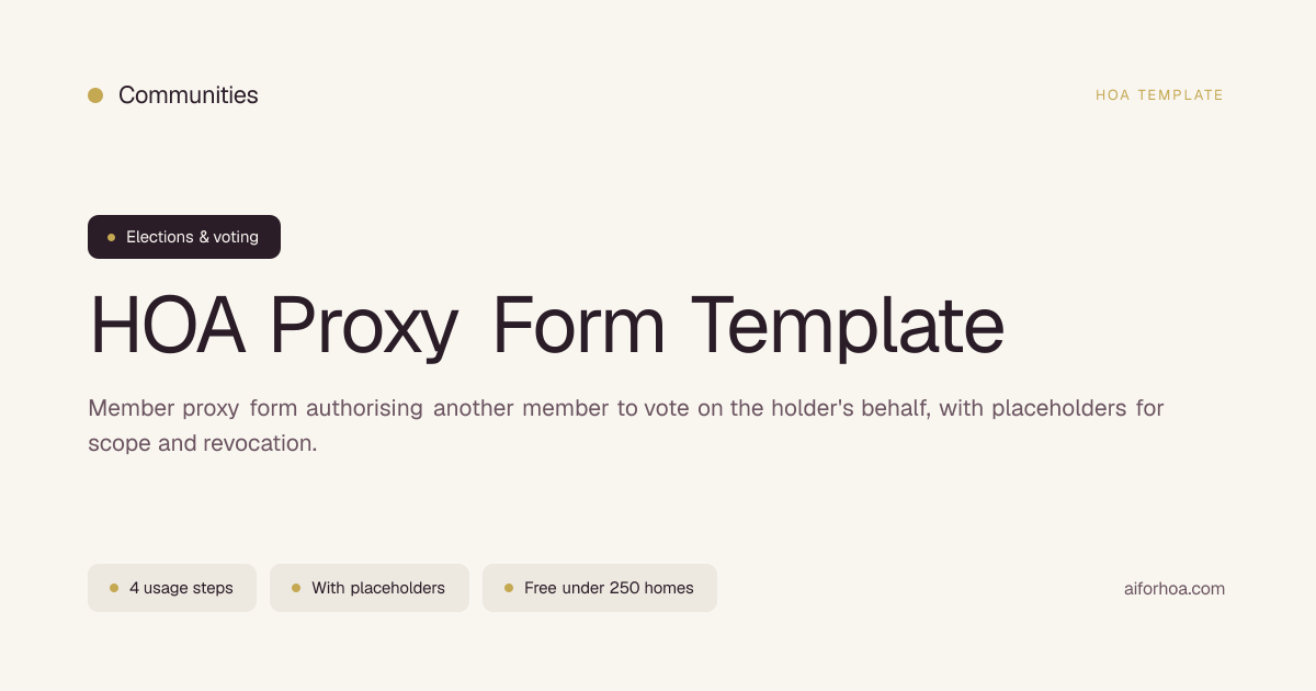 HOA Proxy Form Template — Free Sample | Communities · Communities